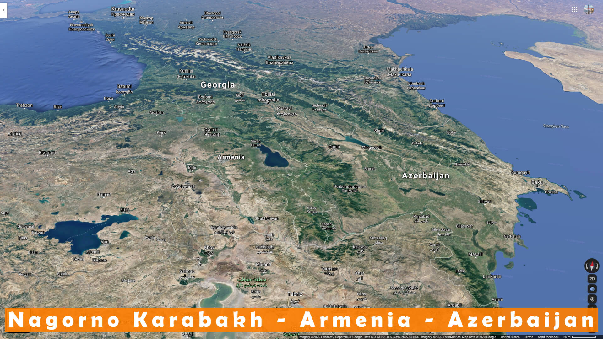 Haut Karabakh aerien carte   armenie azerbaidjan